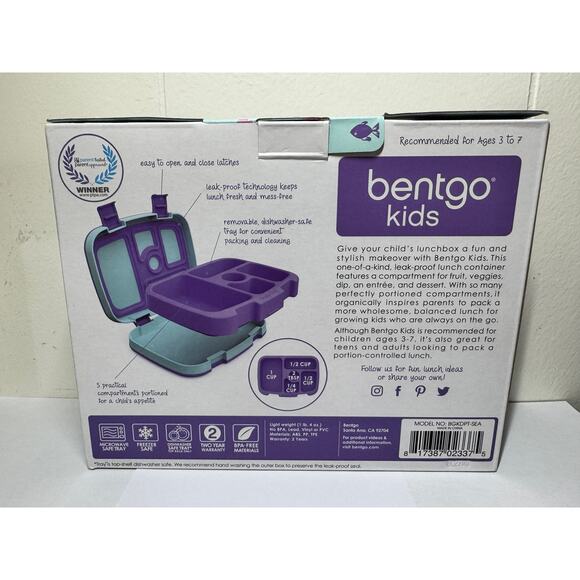 Bentgo Kids Bento Lunch Box for School Leak-Proof Drop-Proof - Mermaid - Picture 2 of 2